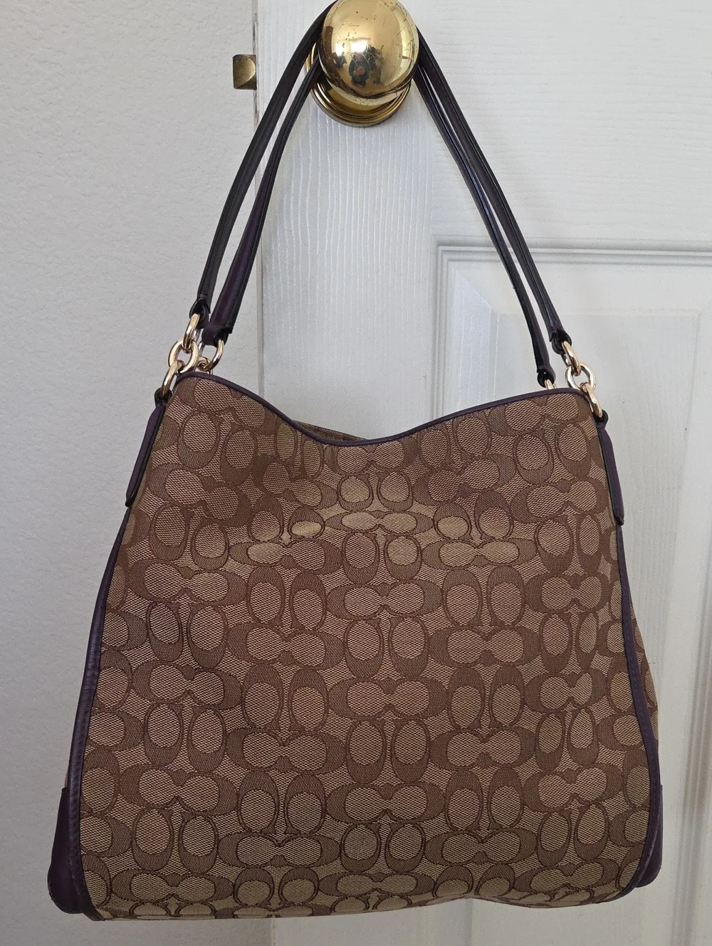 Coach Phoebe RARE Monogram Shoulder Bag Brown And Purple